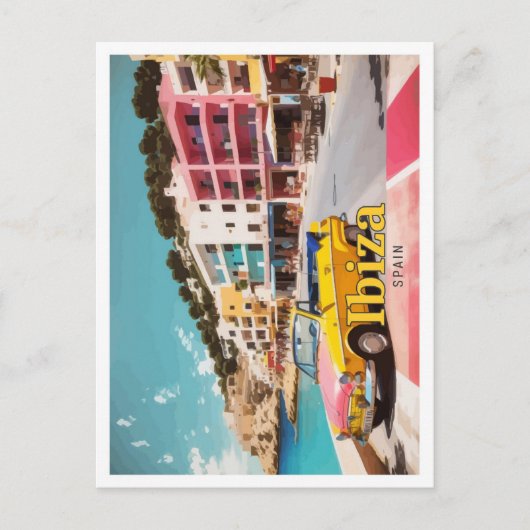 イビサスペインアポップ・アートのートトラベルイラストレーション ポストカード (正面)