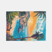 イビサスペイントラベルアートヴィンテージ フリースブランケット (正面(横))