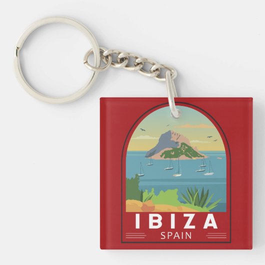 イビサスペイントラベルヴィンテージアート キーホルダー (正面)