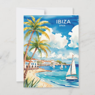 イビサスペイン旅行水彩画 ポストカード