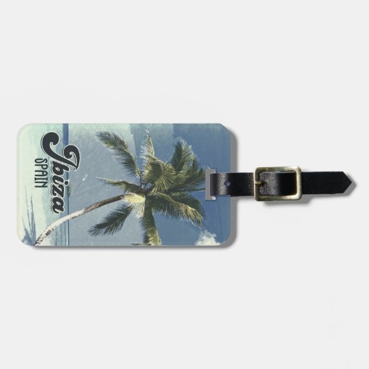 イビサパーソナライズされたスペインヴィンテージ旅行ポスターアート ラゲッジタグ (正面横)