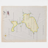 イビサ島のイラスト地図 フリースブランケット (正面(横))