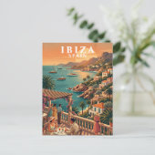 イビサ島 スペイン ビンテージ旅行 海岸のテラス ポストカード (スタンド正面)