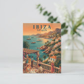 イビサ島 スペイン ビンテージ旅行 海岸のテラス ポストカード (スタンド正面)