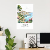 イビサ風景画 水彩画 海辺の風景 ポスター (ホームオフィス)