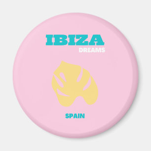 イビサ,スペイン旅行アート,名門私立校風のピンク マグネット