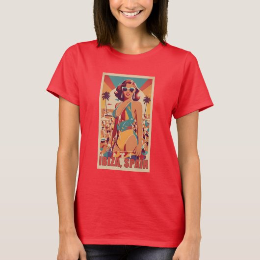 イビサ,スペイン旅行ポスター Tシャツ (正面)