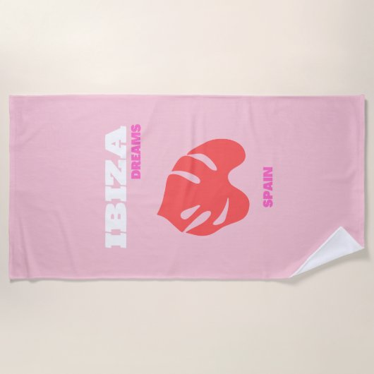 イビサ,スペイン,名門私立校風のルー名門私立校風のム,ピンク ビーチタオル (正面)