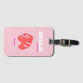 イビサ，スペイン，名門私立校風のルー名門私立校風のム，ピンク ラゲッジタグ (正面横)