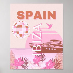 イビサ，スペイン，旅行アート名門私立校風の，アート，パステル ポスター