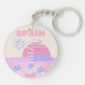 イビサ,スペイン,旅行アート名門私立校風の,アート,ピンク キーホルダー (裏面)