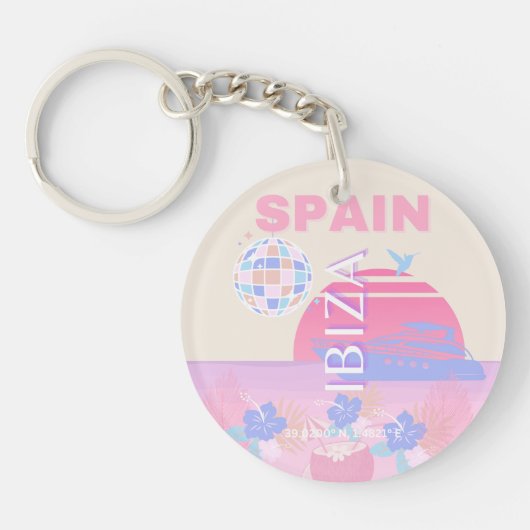 イビサ,スペイン,旅行アート名門私立校風の,アート,ピンク キーホルダー (正面)
