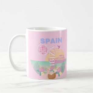 イビサ,スペイン,旅行アート名門私立校風の,アート,ピンク コーヒーマグカップ