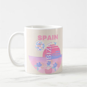 イビサ,スペイン,旅行アート名門私立校風の,アート,ピンク コーヒーマグカップ