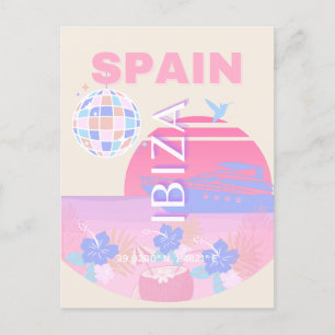 イビサ,スペイン,旅行アート名門私立校風の,アート,ピンク シーズンポストカード