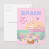 イビサ,スペイン,旅行アート名門私立校風の,アート,ピンク シーズンポストカード (正面/裏面)