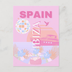 イビサ,スペイン,旅行アート名門私立校風の,アート,ピンク シーズンポストカード