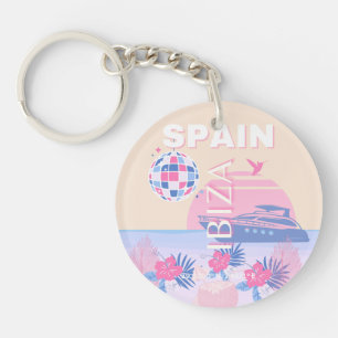 イビサ,スペイン,旅行アート名門私立校風の,アート,ピンク,パステル キーホルダー