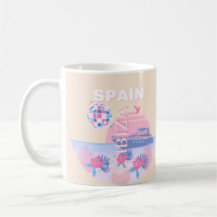 イビサ,スペイン,旅行アート名門私立校風の,アート,ピンク,パステル コーヒーマグカップ