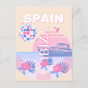 イビサ,スペイン,旅行アート名門私立校風の,アート,ピンク,パステル シーズンポストカード