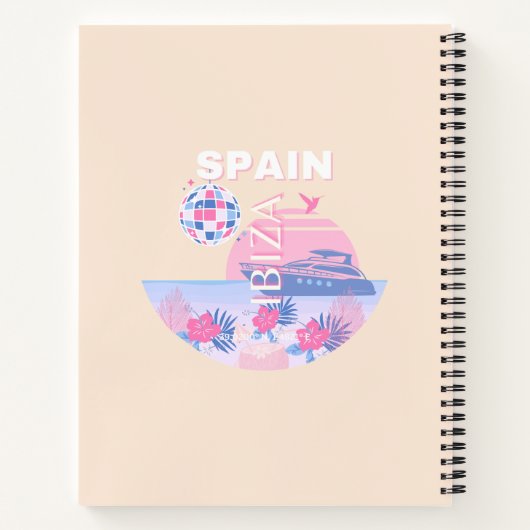 イビサ,スペイン,旅行アート名門私立校風の,アート,ピンク,パステル ノートブック (裏面)