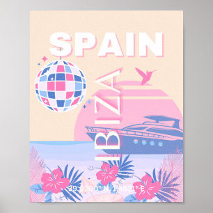 イビサ,スペイン,旅行アート名門私立校風の,アート,ピンク,パステル ポスター