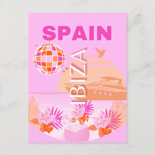 イビサ,スペイン,旅行アート,ア名門私立校風のート,ピンク, 名門私立校風の, シーズンポストカード
