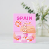 イビサ,スペイン,旅行アート,ア名門私立校風のート,ピンク, 名門私立校風の, シーズンポストカード (スタンド正面)