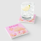 イビサ,スペイン,旅行アート,ア名門私立校風のート,ピンク, 名門私立校風の, ストーンコースター (横)