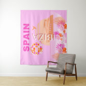 イビサ，スペイン，旅行アート，ア名門私立校風のート，ピンク， 名門私立校風の, タペストリー (インサイチュ)