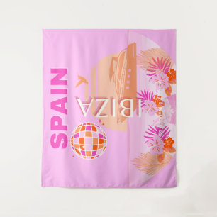 イビサ,スペイン,旅行アート,ア名門私立校風のート,ピンク, 名門私立校風の, タペストリー