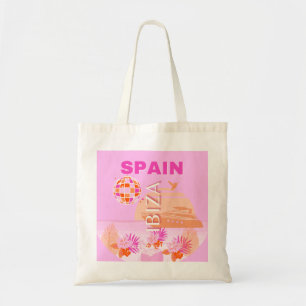 イビサ,スペイン,旅行アート,ア名門私立校風のート,ピンク, 名門私立校風の, トートバッグ