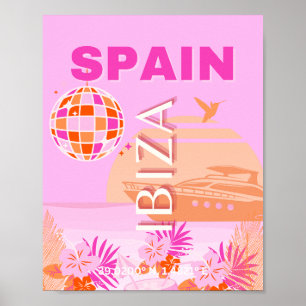 イビサ,スペイン,旅行アート,ア名門私立校風のート,ピンク, 名門私立校風の, ポスター