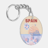 イビサ，スペイン，旅行アート，レトロアート，パステル キーホルダー (正面左)