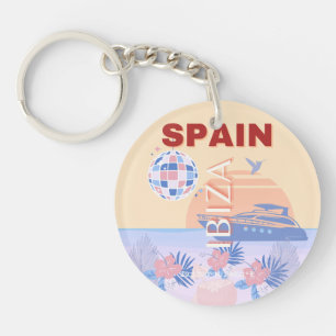 イビサ,スペイン,旅行アート,レトロアート,パステル キーホルダー