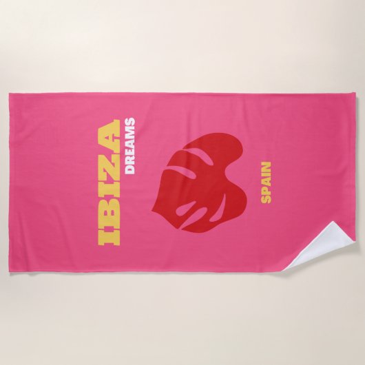 イビサ、トラベルアート、名門私立校風のアー名門私立校風のト、ピンク ビーチタオル (正面)