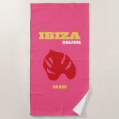 イビサ、トラベルアート、名門私立校風のアー名門私立校風のト、ピンク ビーチタオル (正面)