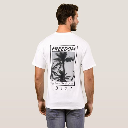 イビサ フリーダム | プレミアムな美意識のパームグラフィックTシャツ Tシャツ (裏面フル)