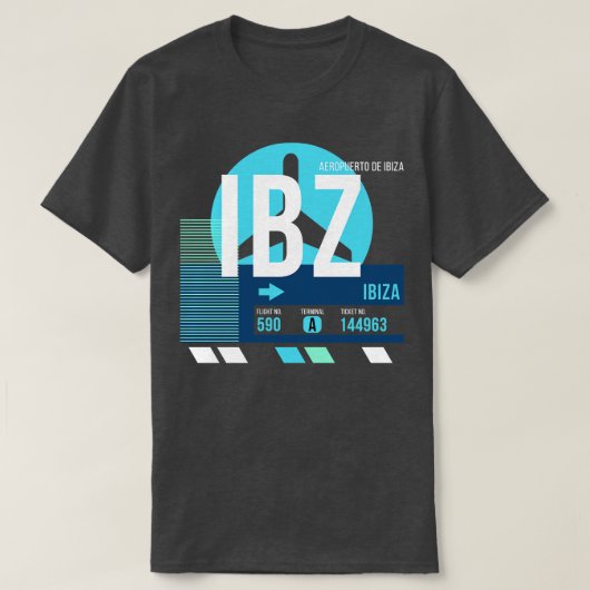 イビサIBZ空港コードバゲージラベルA Tシャツ (デザイン正面)