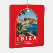 イビザスペインイラストレーショントラベルアートヴィンテージ セラミックオーナメント (右)