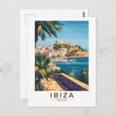 イビザスペインイラストレーショントラベルアートヴィンテージ ポストカード (正面/裏面)