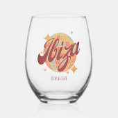 イビザスペインパーティーディスコボールレトロヴィンテージ ステムなしワイングラス (正面)