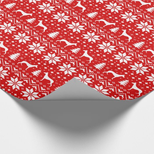 イビザンハウンドシルエットドッグズクリスマスホリデー ラッピングペーパー (角)