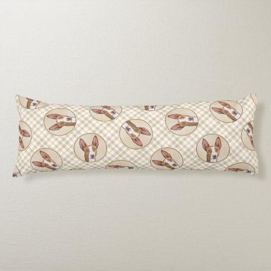 イビザンハウンド絵を描ズなめらかな赤オリジナルドッグアート ボディピロー (正面)