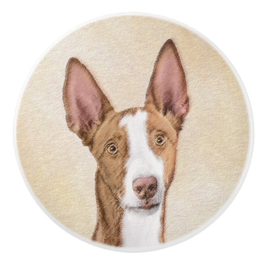 イビザンハウンド絵画ズ – かわいいオリジナルドッグアート セラミックノブ (正面)