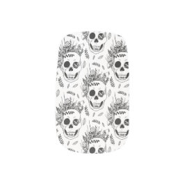 イビルスカルブラック&ホワイトハロウィンミンクスネイルアート ネイルアート