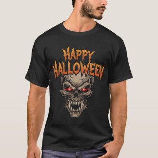 イビルスカル白熱［赤熱］光を放つアイハロウィーン Tシャツ