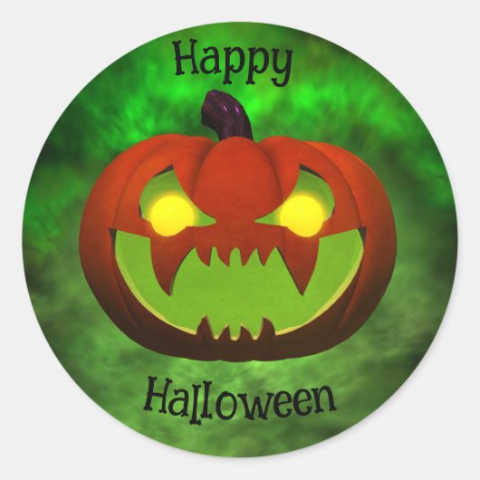 イビル不気味ハロウィーンパンプキン ラウンドシール (正面)