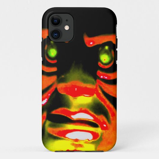 イビル顔ハロウィーンレッド顔怖いグリーンアイズ Case-Mate iPhoneケース (裏面)