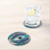 イビル·アイ·アミュレット·アゲート·アンド·金ゴールド ラウンドペーパーコースター (インサイチュ)